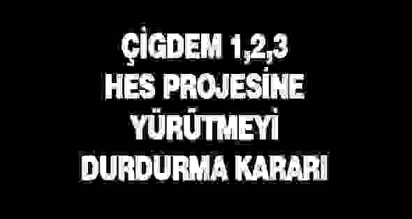 Çigdem 1,2,3 Hes Projesine Yürütmeyi Durdurma Kararı