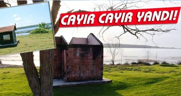 Sarıkum’da Gözlem Evi Yandı