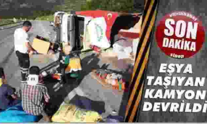 Eşya taşıyan kamyon devrildi; 4 yaralı