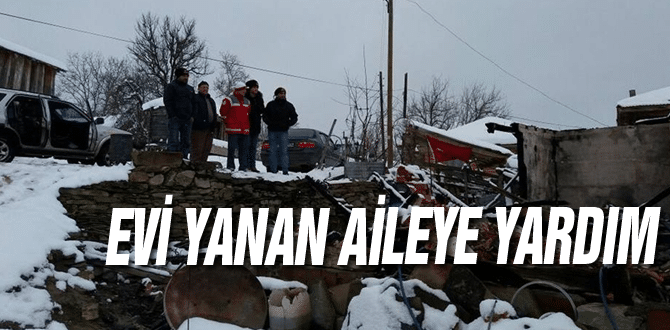 Sinop’ta evi yanan aileye yardım