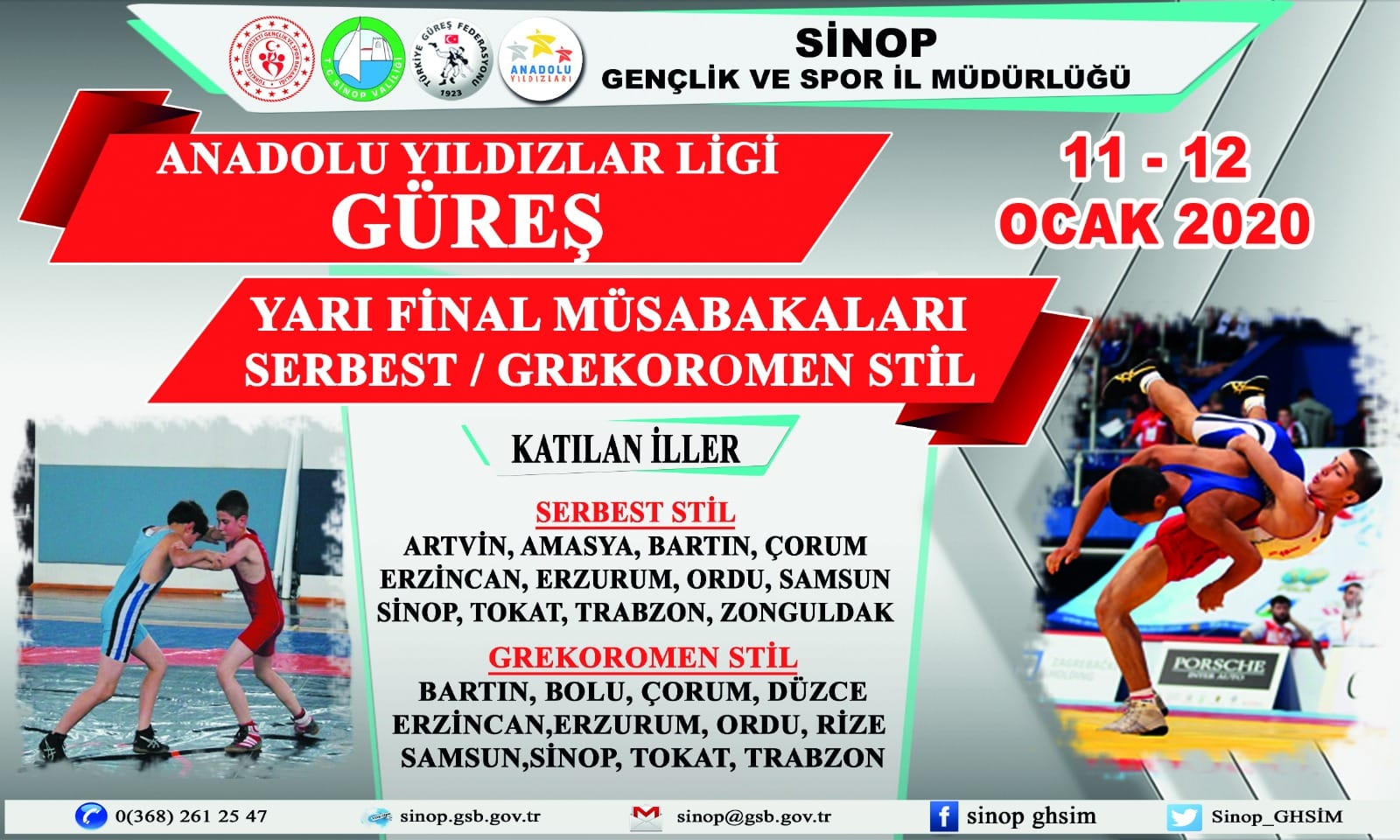 Güreş Yarı Final Müsabakaları Sinop'ta Yapılacak