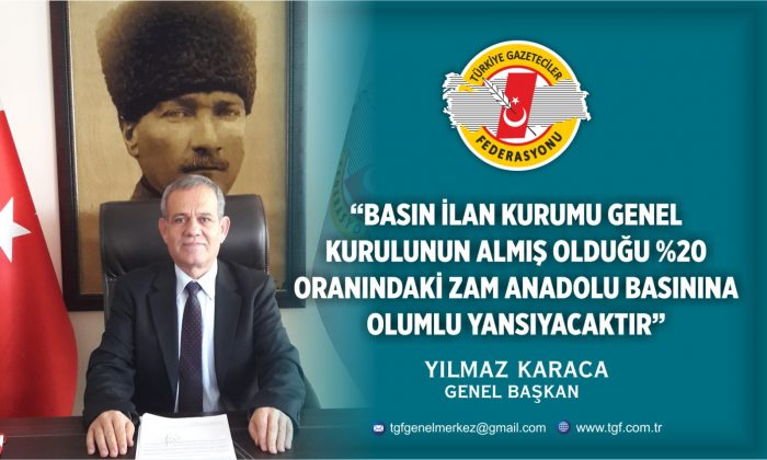 BASIN İLANLARINA %20 ZAM