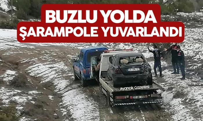 Buzlu Yolda Kayan Araç Şarampole Yuvarlandı