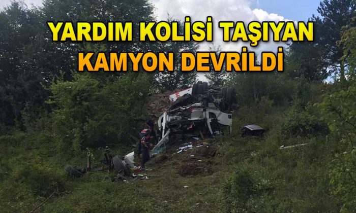 Yardım Kolisi Taşıyan Kamyon Kaza Yaptı