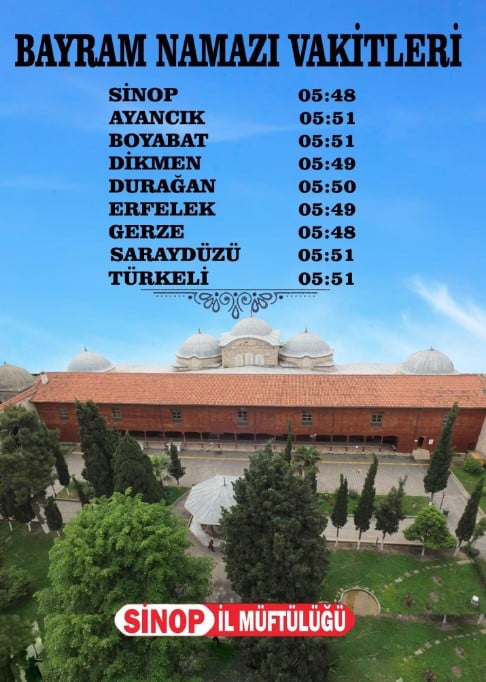 Ayancık'ta Kurban Bayramı Namazı Saat Kaçta?