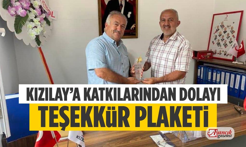 Ayancık Kızılay Temsilciliğinden Teşekkür Plaketi