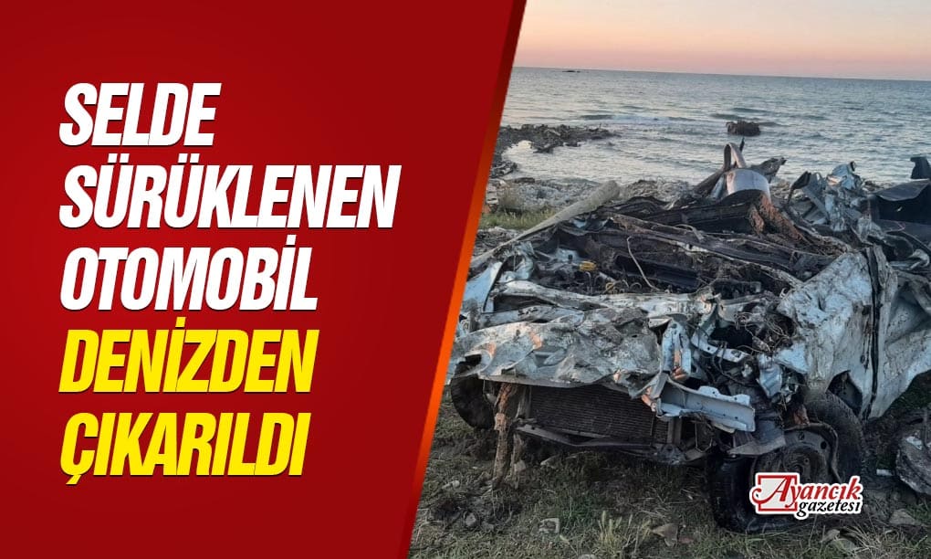 Ayancık’ta Denize Sürüklenen Otomobilin Hurdası Çıkarıldı