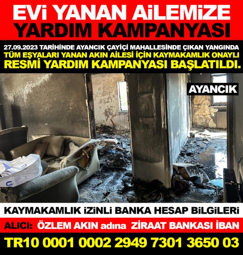 Evi Yanan Aileye Yardım Kampanyası