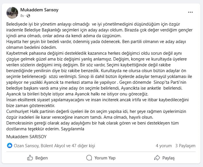 Mukaddem Sarısoy Açıklamalarda Bulundu