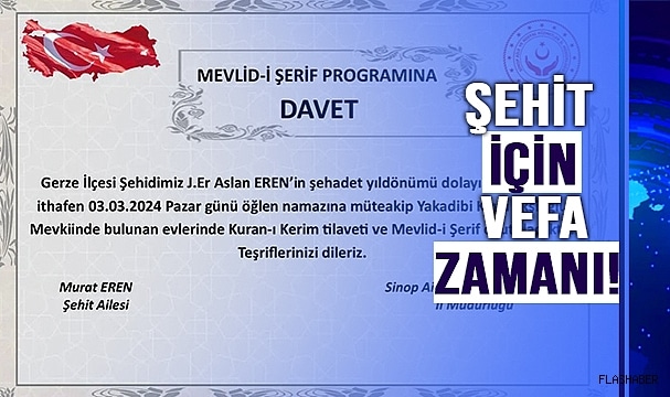 GERZELİ ŞEHİT İÇİN KUR’AN OKUTULACAK!
