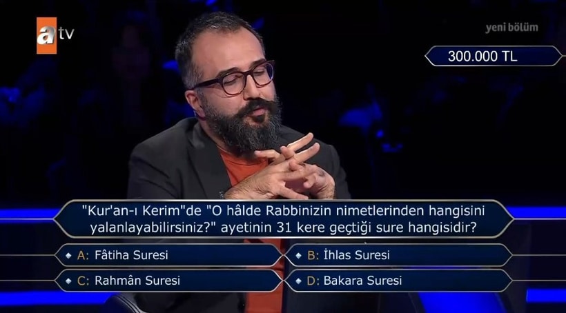 Kenan İmirzalıoğlu yarışmacının yanlış cevapladığı 'Ayet' sorusunu uzun uzun yanıtladı - Resim : 1
