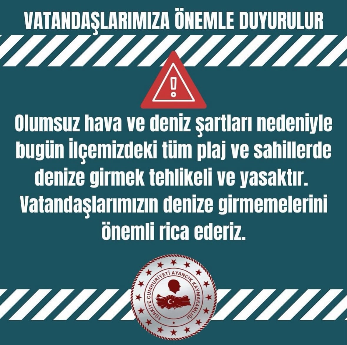 Ayancık'ta Denize Girmek Yasaklandı