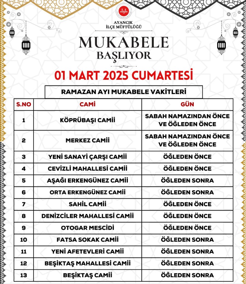 Ayancık’ta Ramazan Ayı Etkinlikleri Duyuruldu