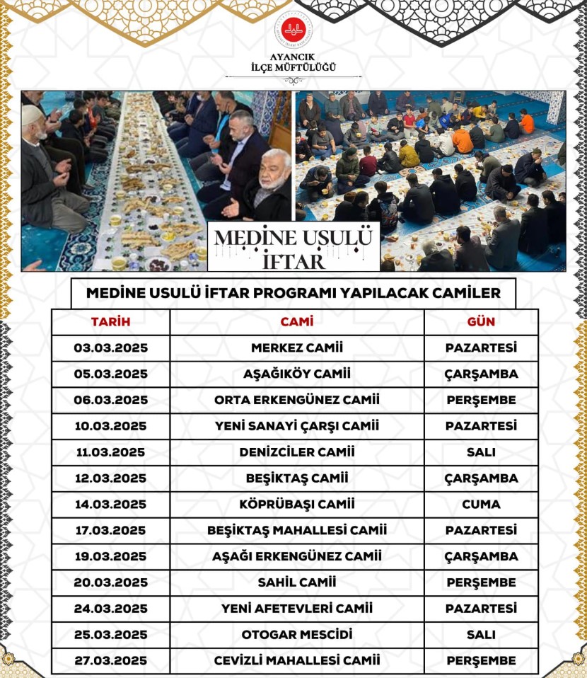 Ayancık’ta Ramazan Ayı Etkinlikleri Duyuruldu