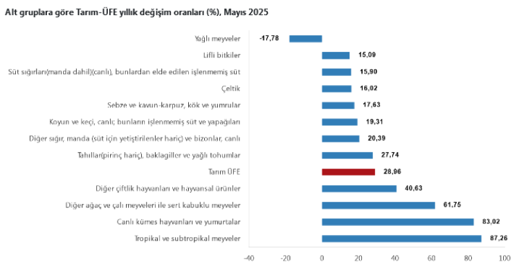 2025 Mayıs Ayı Tarım Ürünleri Üretici Fiyat Endeksi Rakamları Açıklandı