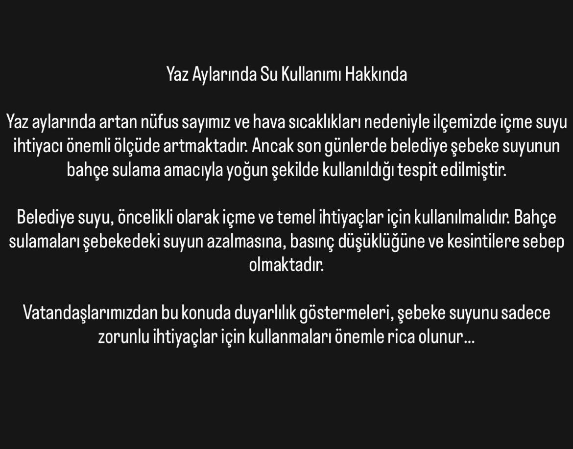 Ayancık Belediyesinden Su Kullanımı Uyarısı