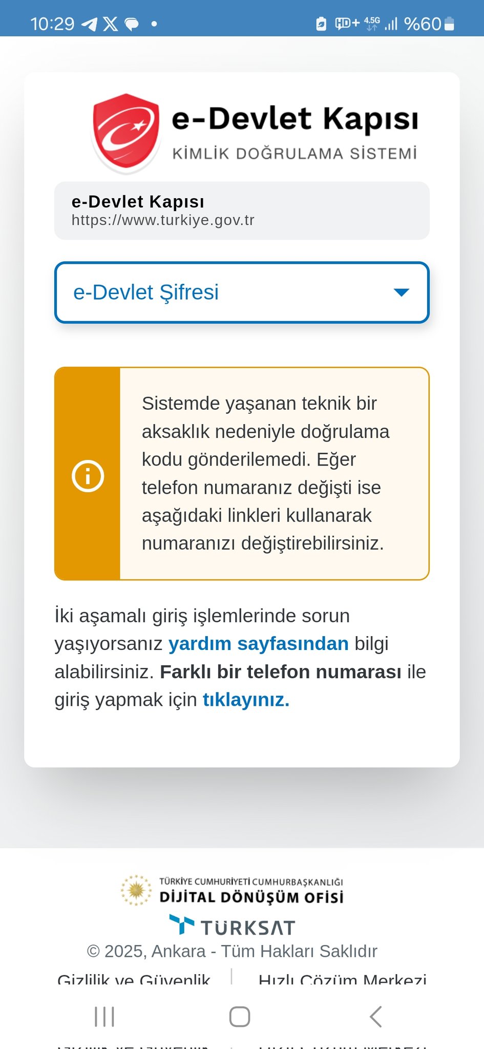 E-Devlet’e Girişte Sorun: “Teknik Hata” Uyarısı Veriliyor