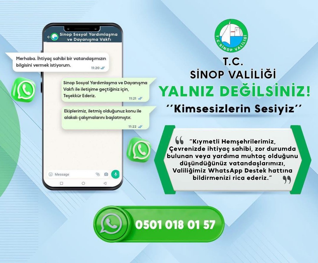 Sinop Valiliği'nden "Yardım Hattı"