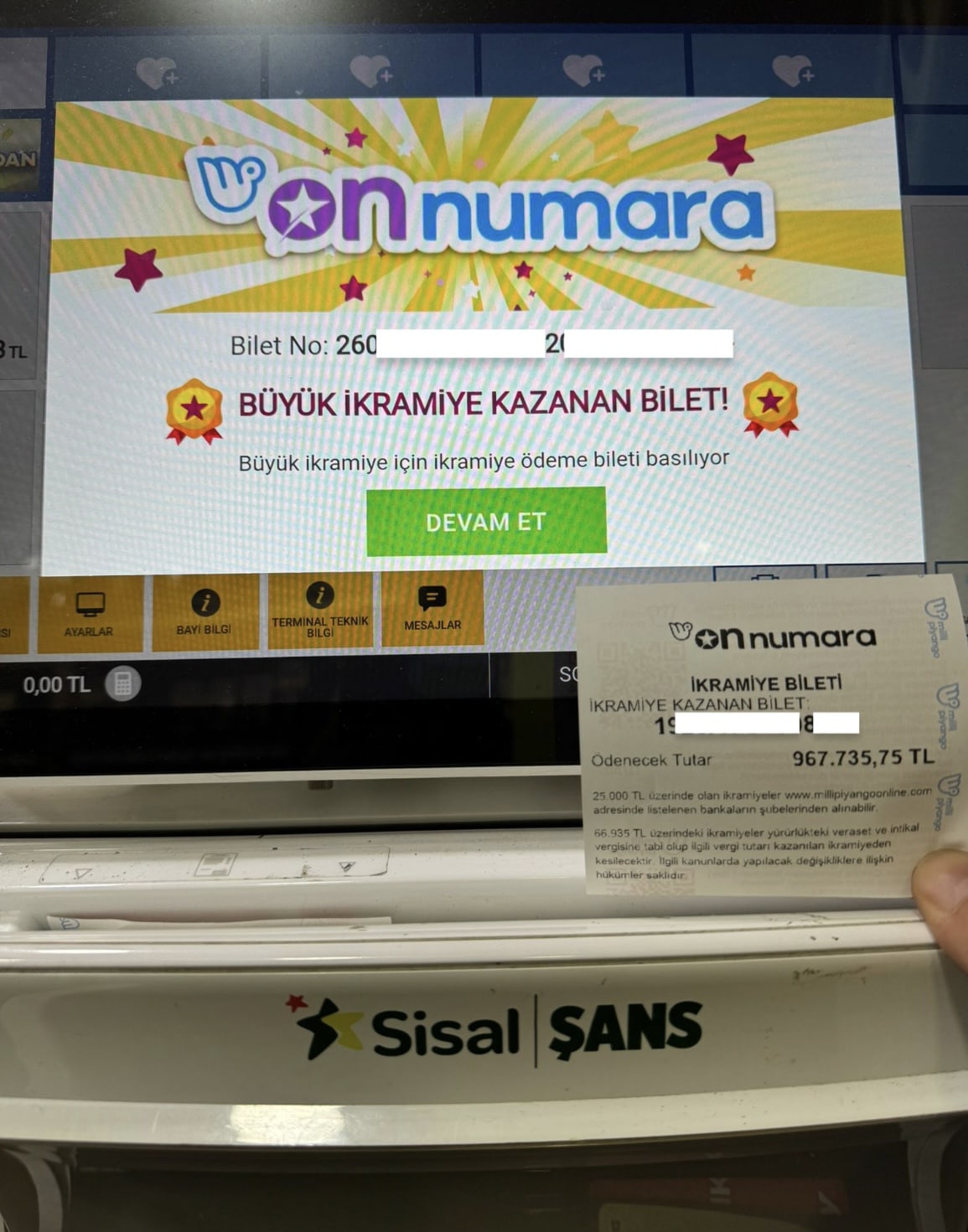 Ayancık’ta bir kişiye büyük ikramiye isabet etti