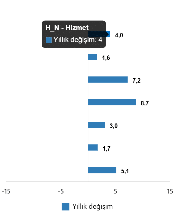Aylık Değişimler ve Hizmet Endeksi