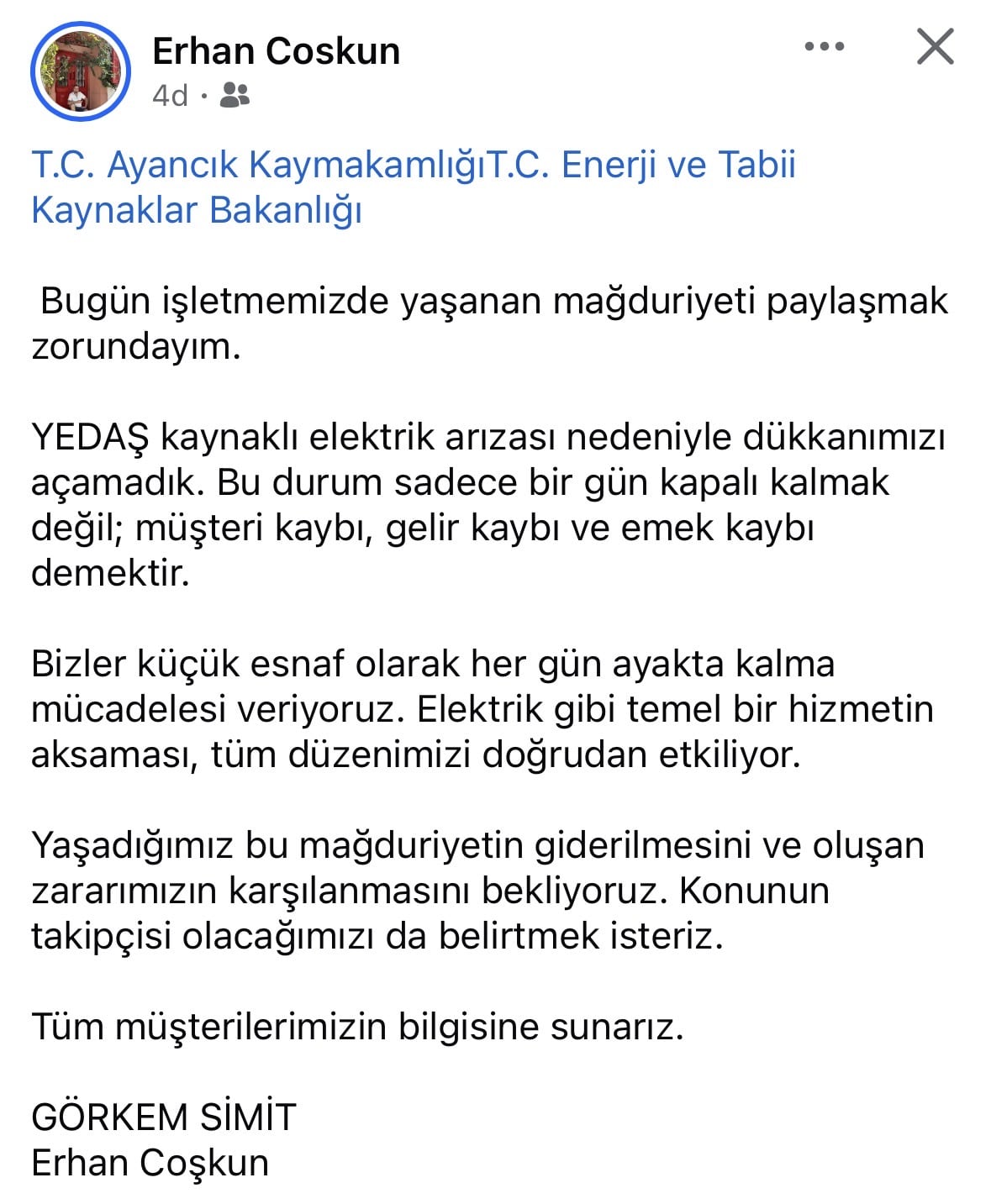 Ayancık’ta elektrik sorunu esnafı mağdur etti